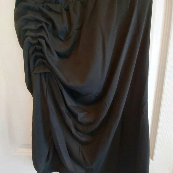 069. Black Side Shirring Short Sleeve Mini Dress Size S - Picture 7 of 13